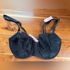 Dobreva Black Lace Unlined Underwire Bra 34E NWT